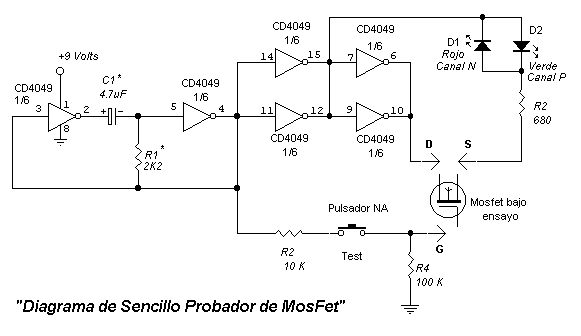 Diagrama de probador de MOS-FET